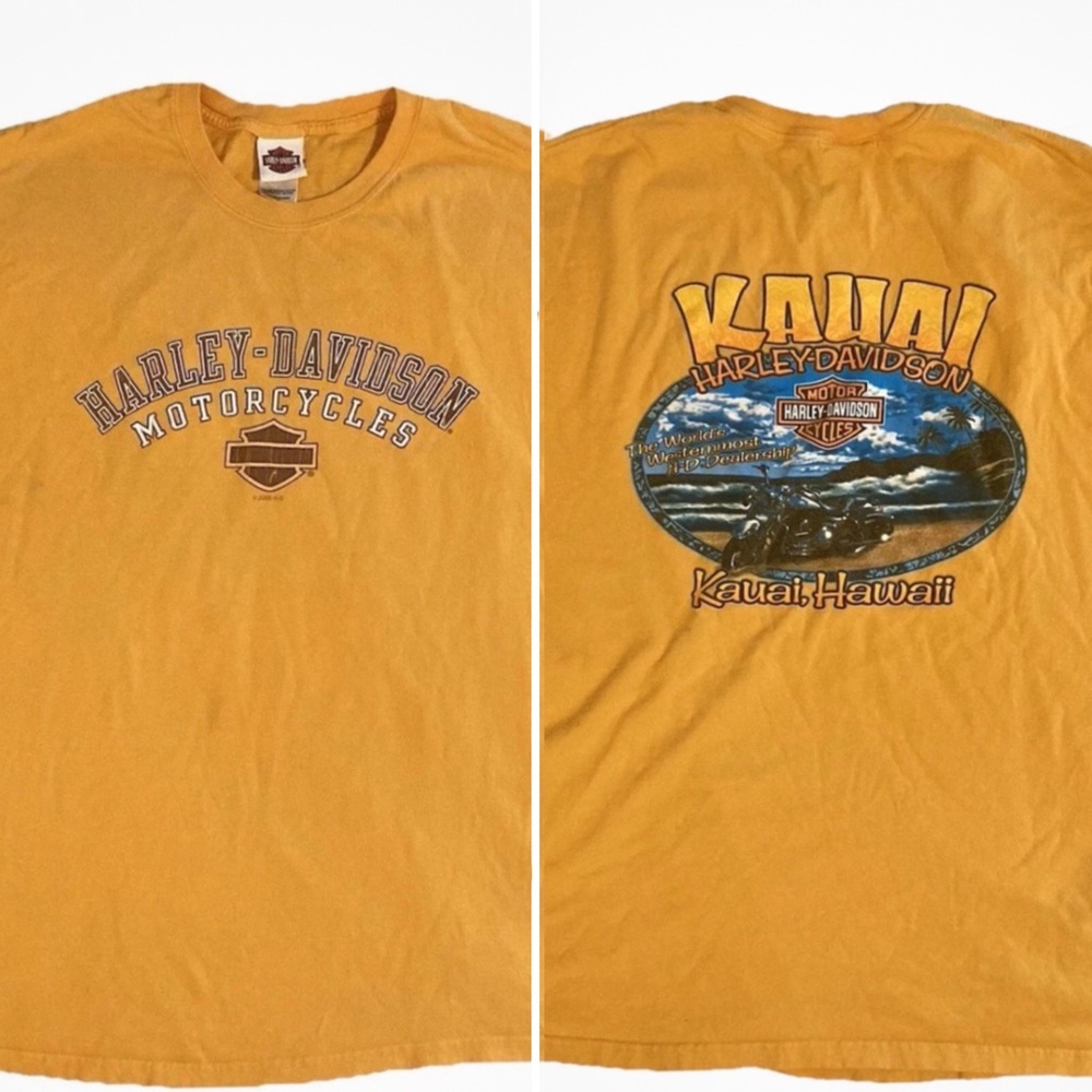 Harley Davidson Kauai Hawaii Men’s Tee Shirt, Yellow, 2XL, 100% Cotton